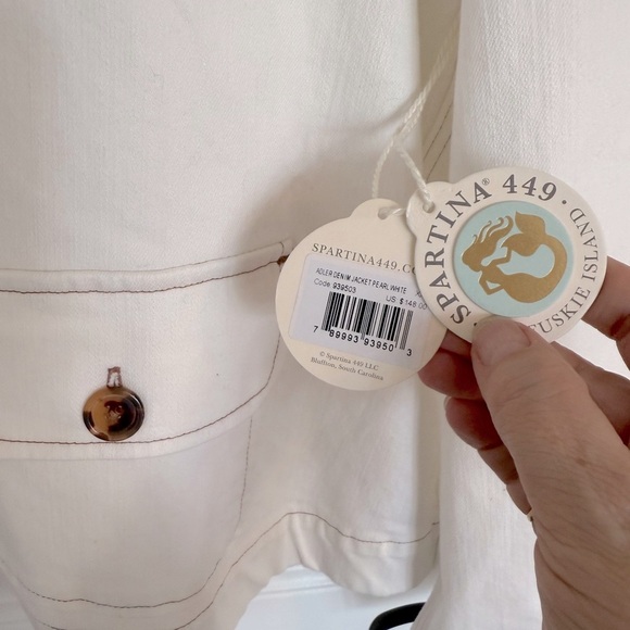 Spartina 449 Adler Denim Jean Jacket Pearl White XXL NWT - Picture 6 of 8
